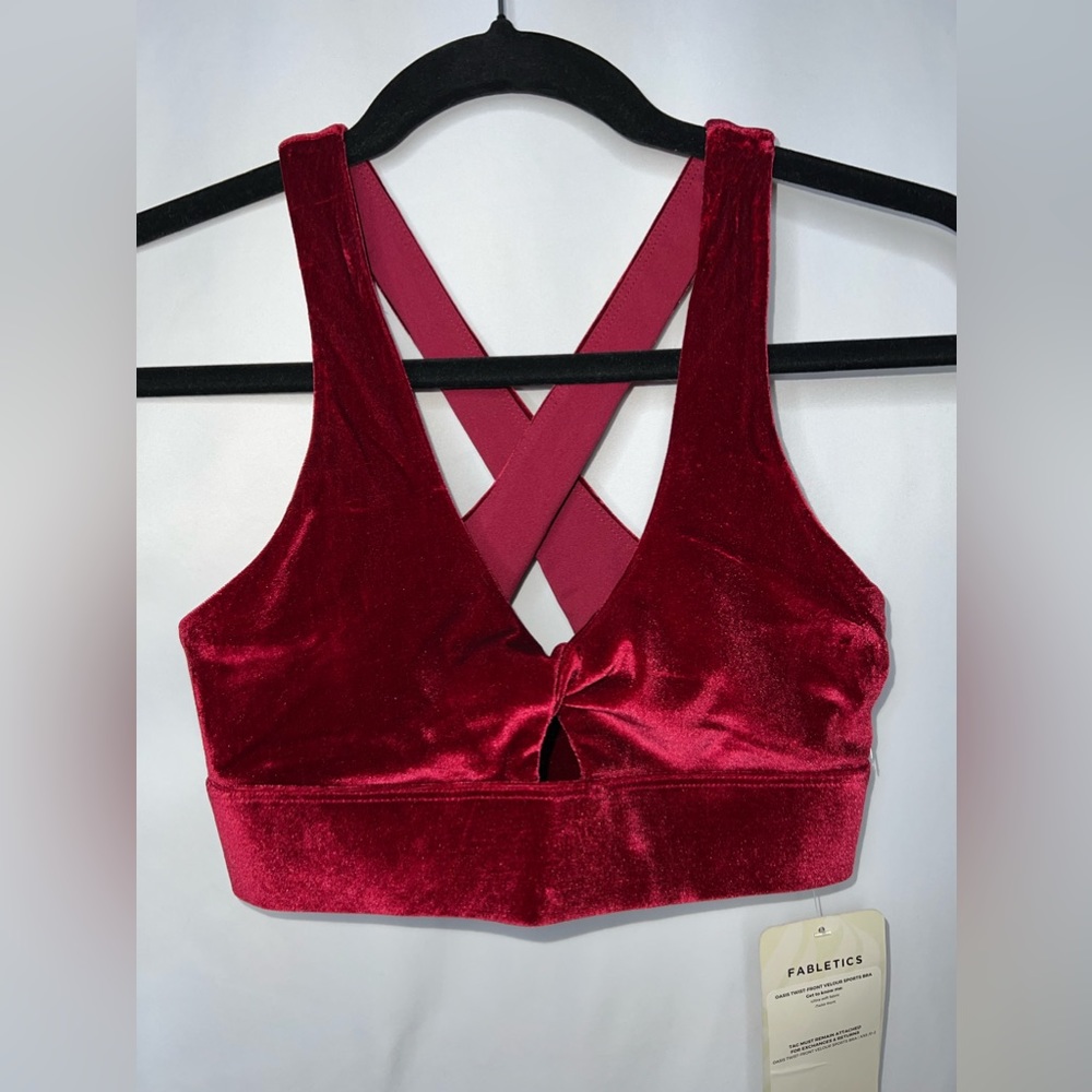 Fabletics Oasis Twirst Velour Sports Bra XXS